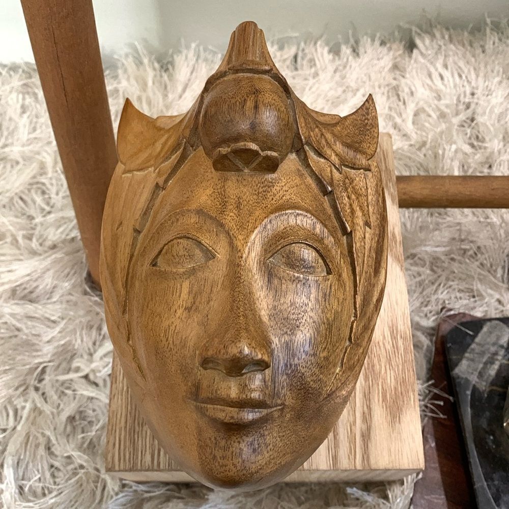 Unique Handcrafted Wooden Decorative Mask Slide To Open Trinket Jewelry‎ Box